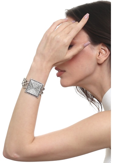 Labalaba Kadın Antik Gümüş Kaplama Zincir Bağlantılı Modern Tasarım Bileklik Gümüş