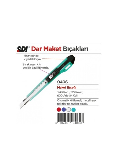 Sdı Maket Bıçağı 0406-Çift Yedek Bıçaklı