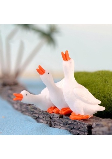 Lijinxu 3 Adet Mini Kaz Figürleri Minik Heykelleri Kek Toppers