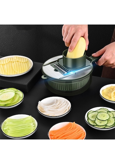 Cbtx 6'sı 1 Arada El Korumalı Sebze Kesici, Su Filtreli Ve Depolama Fonksiyonlu Gri