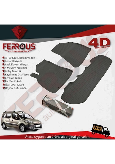 Turkmenaksesuar Peugeot Partner Tepee 110 Hp Refref 4D Paspas 2008 ve Üstü Siyah