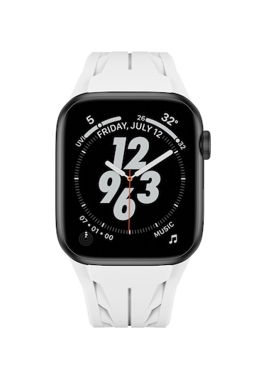 Apple Uyumlu Watch 7 45mm Krd-127 Metal Tokalı Silikon Kordon-siyah,
