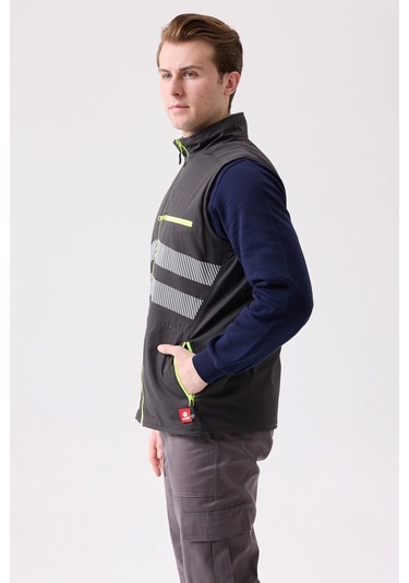 Salix İş Ve Outdoor Yelek - Çift Taraflı , Hafif, Fonksiyonel Cepli Füme