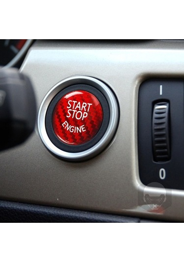 Moly Bmw E Serisi İçin Kırmızı Karbon Fiber Motor Başlatma Düğmesi Çıkartması - Dayanıklı Ve Şık, Kolay Kurulum