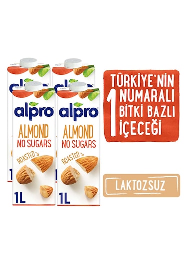 Alpro Şekersiz Badem Sütü 4 x 1 L