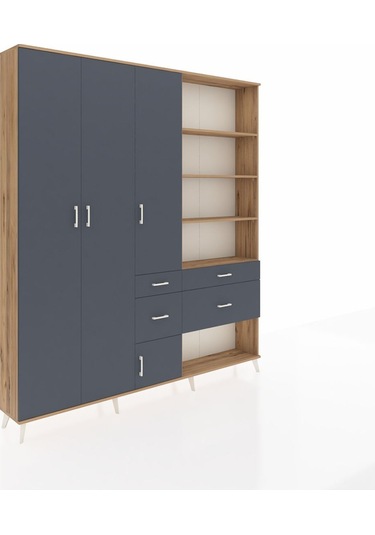 Arges Dolap 14 Raflı 4 Çekmeceli 4 Kapaklı 220x30x243 Çam-antrasit/antrasit Antrasıt/antrasıt Arges Dolap 14 Raflı 4 Çekmeceli 4 Kapaklı 220x30x243 Çam-antrasit/antrasit Antrasıt/antrasıt