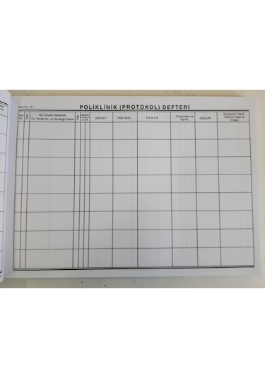 Poliklinik-Protokol Defteri 24x35 cm 200 sayfa