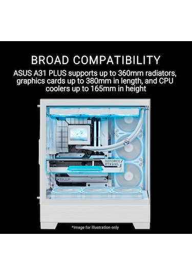Asus A31 Plus M-atx Kasa, Gi Zli Konnektör Destekli , 360 Mm Rad