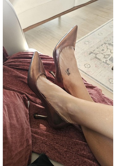 10 1109 Topukla Kadın Kadeh Topuklu 8 Cm Topuklu Stiletto Ayakkabı Bakır