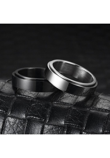 Gül Altın Dönen Dinamik Titanyum Çelik Yüzük Yüzük Kadın Minimalist Yüzük Yüzük 5 - 5 Çok Renkli