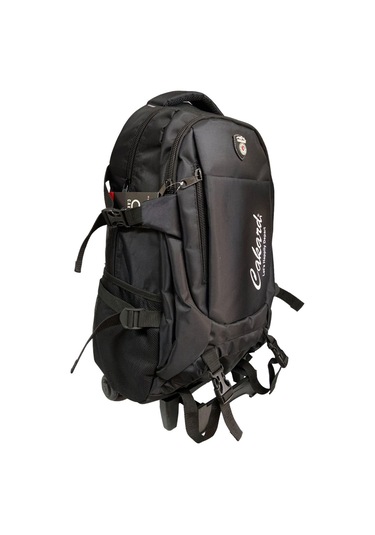 Siyah Ortopedik Unisex Çekçekli Tekerlekli Sırt Yolcu Dağcı Kamp Çantası 50 Litre 20inç Siyah