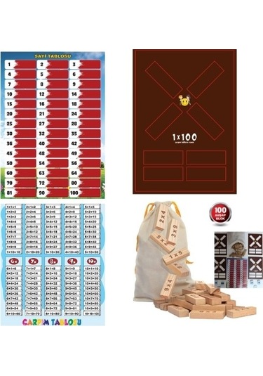 1 X 100 Çarpım Tablosu - Çarpma - Oyun - Ahşap Oyuncak - Matema