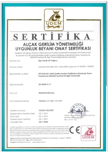 Palmiye Tek Kişilik Elektrikli Battaniye 90x150 Cm