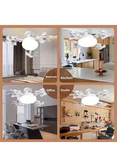 Motion003 Zeki Modern Led Lambalı Dört Başlıklı Fan Çok Fonksiyonlu Tavan Fanı Işıklı Drone Tarzı Çift Fanlı 4 Kanatlı 3 Ayarlı Uzaktan Kumandalı