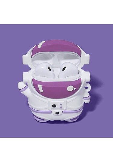 E2M Airpods 1-2 Uyumlu Kılıf Astronot Lila