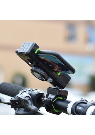 Q003 Hırsızlığa Karşı Düşme Önleyeci 360 Derece Dönen Bisiklet - Motosiklet Pusulalı Cep Telefonu Tutucu Işıksız - Siyah