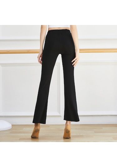 Kosona Siyah Yüksek Bel Yoga Tayt - Yüksek Esneklikli, Havalandırıcı, Spor Ve Fitness İçin Düz Desen Ön Açık Dar Kalın Bacak SiYAH