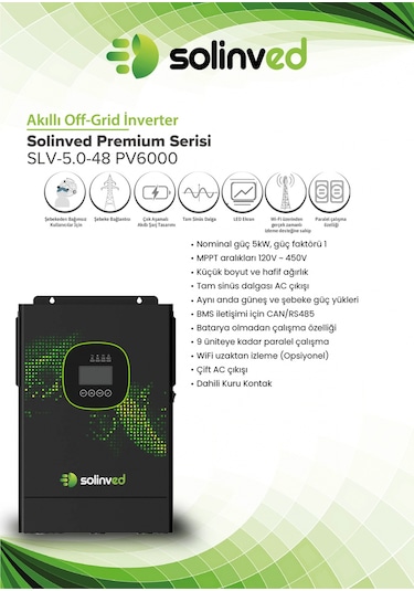 Solinved 5.0 Kw Gordion Serisi Mppt Off-grid Invertör 48v