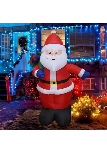 Yılbaşı Şişme Dekor Işıklı Noel Baba 135cm Fanlı Şişme Özelliği Pompasız Şişme Diğer