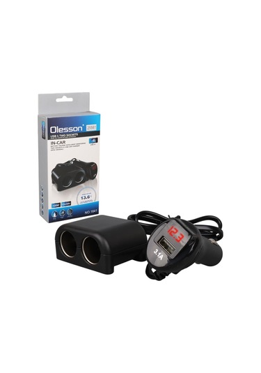 Olesson 1641 12-24v Çiftli Usbli 120w 80cm Kablolu Dijital Ekranlı Araç Çakmak Çoklayıcı