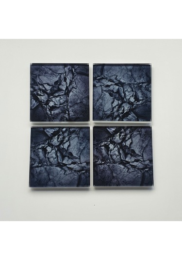 Decorita Cam Bardak Altlığı Doğal Taş Desen 4'lü Takım 10 x 10 CM Çok Renkli