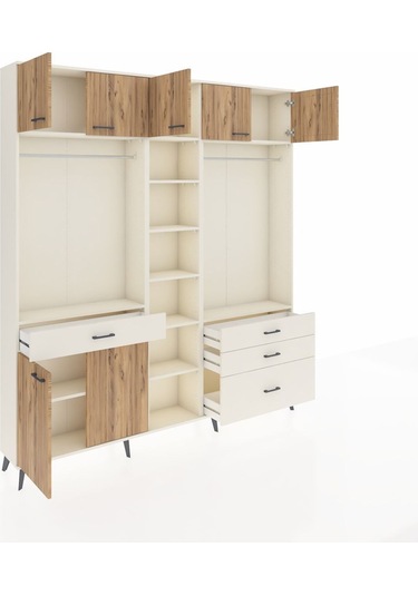 Arges Dolap 11 Raflı 4 Çekmeceli 2 Askılı 220x30x243 Aytaşı-çam/aytaşı Atlas Çam/aytası