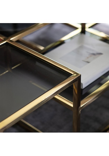 Waleska Gold Metal&cam Orta Sehpa