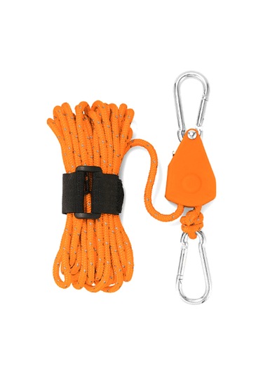 Springsun Alüminyum Nylon Kamp Tenti Kanopi Sabitleyici - Kayar Bloklu 4mm 4m Turuncu Hızlı Birim Rope Regülatörü Turuncu