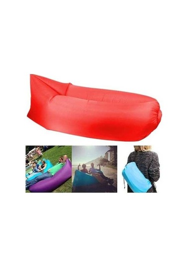 Prestigegoods Plaj / Seyahat / Misafirperverlik / Balıkçılık İçin Şişme Şezlong Polyester Kumaş Sık Hava Yastığı Kanepe, Şişme Yataklar 47242914 Kırmızı 185x75x50cm Kırmızı