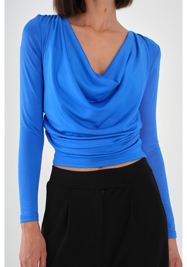 Alexandergardı Degaje Yaka Dökümlü Bluz Siyah