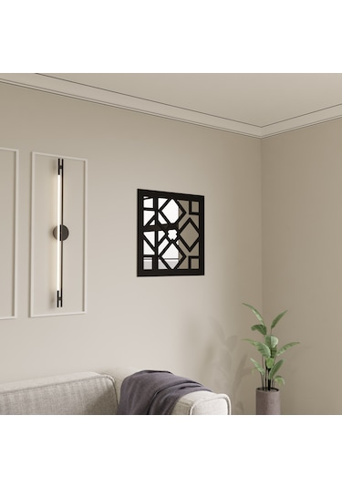 Dekoratif Pleksi Aynalı Ahşap Duvar Süsü Siyah