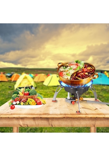 Dancemonkey Çekirdekli Brülörlü Kamp Ocağı 6800w Propan Bütanlı Ocağı Piezo Ateşlemeli Sobası Gri Gri