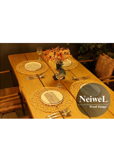 Neiwel Garden Mare Doğal Ahşap Bahçe Yemek Masası-80-140 Açık Ceviz