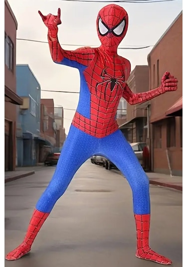 Spider-man Kostümü Kırmızı Çocuk - 1.35-1.45 Boy Cosplay