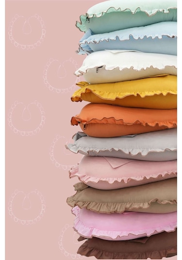 Mordesign Fırfırlı Emzirme Yastığı, Bebek Destek Minderi, Hamile Yastığı, Pamuk Kumaş, Ruffle Seri, Beyaz Zg10197