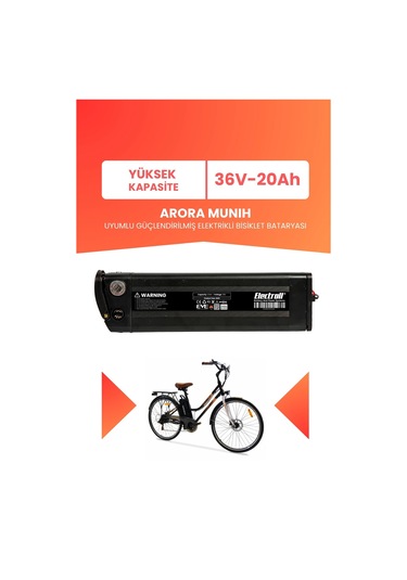 Arora Munıh Uyumlu 36v 20ah Elektrikli Bisiklet Bataryası Siyah