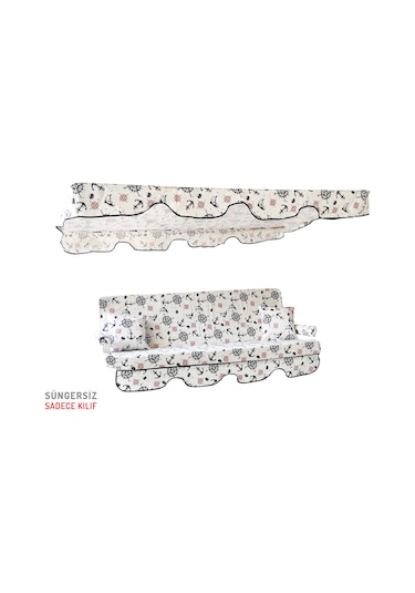 Viphomeconcept 3 Kişilik Süngersiz Bahçe Salıncak Minderi Kılıfı Çapa Beyaz