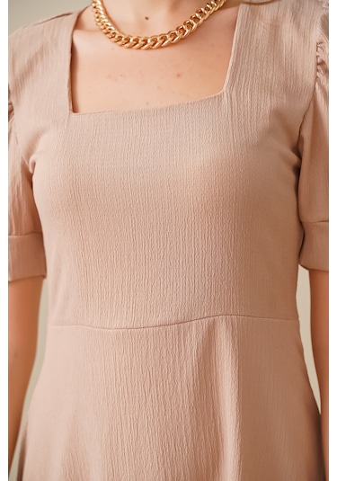 Gabria Kadın Gabria Kare Yaka Elbise Bej