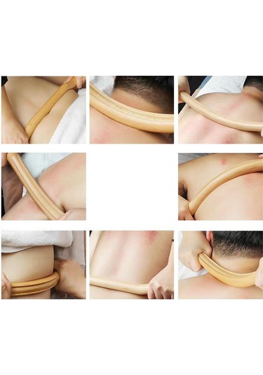 Homyl Doğal Guasha Kazıma Çubuğu Masaj Aletleri Tam Arka 52cm Kahverengi