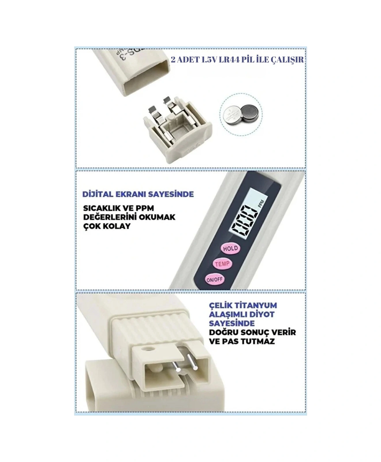 Tds Su Kalite Test Ölçüm Cihazı Saflık Ölçer