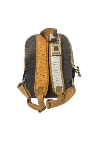 Kaliteli Vintage Salaş Yıkama Kumaş Disayn Günlük Gezi Okul Sırt Çantası 30cmx40cm Turuncu - Haki