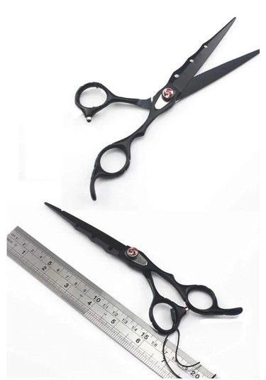 Siyah Dış Bükey Düz Uçlu Saç Kesim Makası 6 İnç Xlq572