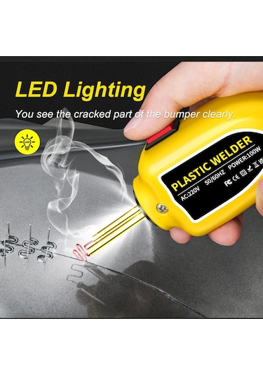 Mini 100w Plastik Kaynak Makinesi Sıcak Zımba Tampon Plastik Onarım Araba Yellow 400 Nails 220v Eu Plug