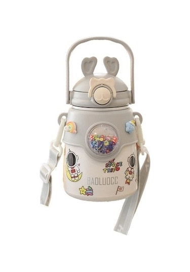 Ruicheng 850ml Çocuk Suluklar Yalıtım Bardağı Paslanmaz Çelik Su Bardağı Taşınabilir Saman Su Şişesi Öğrenci Yalıtım Bardağı Anaokulu Yalıtım Bardağı Açık Içme Şişesi Okul Şişesi 9msoıo Açık Gri