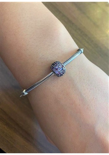 Kadın Mor Taşlı Top Charm