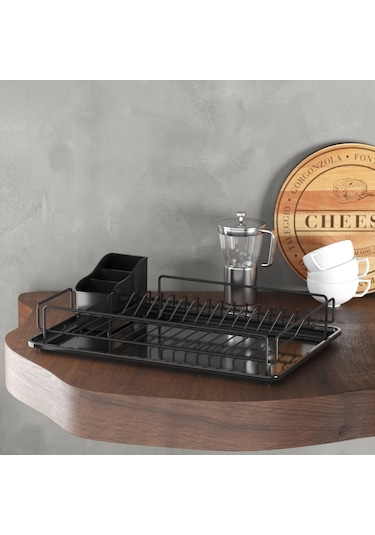 Teknotel Tek Katlı Tabaklık Bulaşıklık Mat Siyah Kb006 Siyah