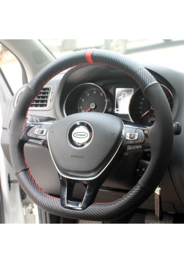 Oto Direksiyon Kılıfı Karbon Alkantra Yüzüklü Model 5 Renk Secene