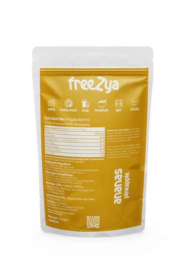 Freezya Freeze Dried Dondurularak Kurutulmuş Ananas - 20 Gr