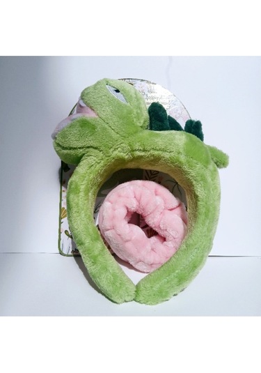 Peluş Dinazor Figürlü Taç Ve Toka Seti Yeşil,pembe Diğer