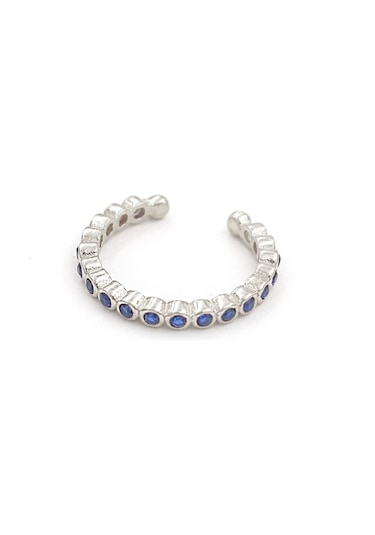 Brezza Lusso Jewelry Mavi Taşlı Tamtur Eklem Gümüş Yüzük Gümüş